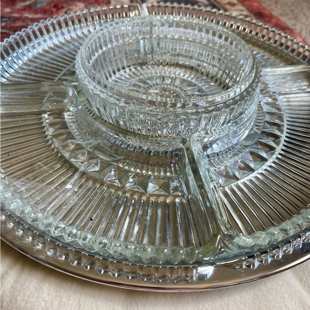 Crystal Clear Glass Divided Serving Tray